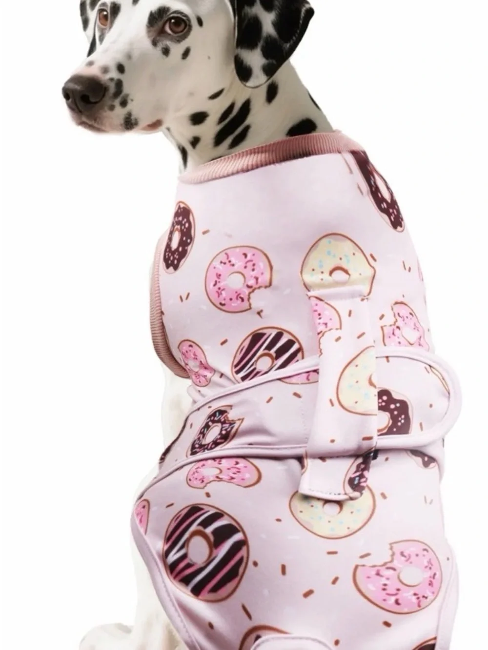 Pink Donut Print Dog recovery pajamas
